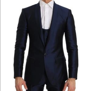 Dolce & Gabbana 3 Piece Martini Suit Navy Silk NEW